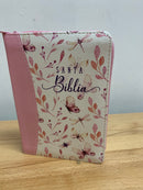 Bíblia tamaño bolsillo riena Valera 1960 con cierre mariposa rosa índice 8 puntos