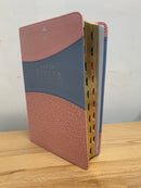 Bíblia para mujer letra grande Reina valera 1960 piel imitación  ROSA GRIS 12 puntos índice