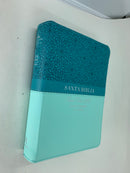 Bíblia letra grande 11 puntos tamaño portátil Mujer reina Valera 1960 flores turquesa