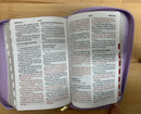 Bíblia letra gigante para mujer rv1960 cierre morado Flores índice 14 puntos