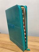 Bíblia de letra súper gigante riena Valera 1960 18 puntos turquesas y  cierre índice