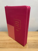 Bíblia de letra súper gigante 19 puntosrv1960 cierre semipiel  fuchsia rosa índice