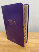 Bíblia para mujer letra grande reina valera 1960 lila piel imitación índice