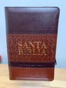 Bíblia de letra grande tamaño manual Reina Valera 1960 con índice bicolor cierre marron oscuro