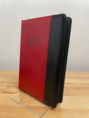 Biblia letra grande  tamano manual reina 1960 con cierre rojo con negro/semipiel índice 12 puntos