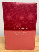 Bíblia tamaño manual letra grande Reina Valera 1960 cierre índice rosa flores
