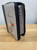 Bíblia tamaño bolsillo 8 puntos reina Valera 1960 azul flores cierre índice