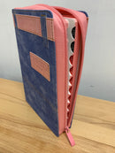 Biblia Letra Grande para Mujer con Cierre RV1960 imit azul y rosado con indice12 puntos