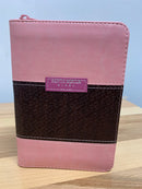 Bíblia tamaño bolsillo reina Valera con cremallera rasado marrón con índice