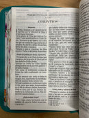 Bíblia para Mujer letra gigante 15 puntos Reina 1960 mariposa turquesa cierre índice