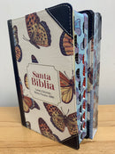 Bíblia de letra grande para mujer reina Valera mariposas con índice tela 12 puntos