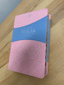 Bíblia para mujer letra grande Reina valera 1960 piel imitación  ROSA GRIS 12 puntos índice