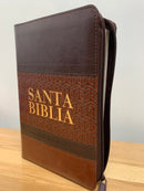 Bíblia de letra grande tamaño manual Reina Valera 1960 con índice bicolor cierre marron oscuro