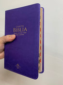 Bíblia para mujer letra grande reina valera 1960 lila piel imitación índice