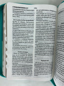 Bíblia letra grande 11 puntos tamaño portátil Mujer reina Valera 1960 flores turquesa