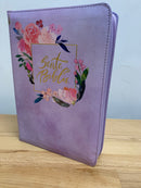 Bíblia letra gigante para mujer rv1960 cierre morado Flores índice 14 puntos