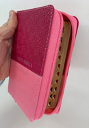 Bíblia para Mujer tamaño bolsillo rosa flores piel imitación cierre índice 8 .5