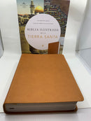 Biblia ilustrada de la Tierra Santa, café símil piel con índice / RVR 1960 holman