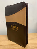 Bíblia de letra grande 12 puntos reina valera 1960 cierre biotono cafe  índice zipper