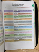 Bíblia de estudio arcoíris Reina Valera 1960 con índice cierre negro simipiel