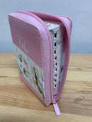 Bíblia tamaño bolsillo reina  valera1960 rosa flores cierre índice 8 puntos