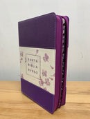 Biblia para mujer letra grande t.manual rv1960 morado flores 12 puntos