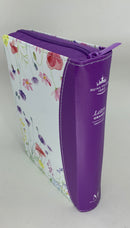 Bíblia letra grande para mujer portátil 11 puntos reina Valera 1960 flores lila cierre