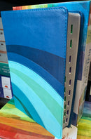 Bíblia de estudio arcoíris Reina Valera 1960 con índice azul turquesa