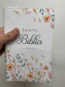 Bíblia  para jovencitas reina valera 1960 cierre de tela letra grande flores 12 puntos