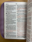 Bíblia letra gigante para mujer rv1960 cierre morado Flores índice 14 puntos