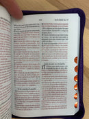 Bíblia de letra grande tamaño 10 puntos Reina Valera 1960 morado con índice cierre