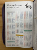 Bíblia para Mujer letra gigante 14 puntos manual lila flores índice con cierre