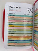 Bíblia para Mujer tamaño bolsillo rosa flores piel imitación cierre índice 8 .5