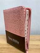 Bíblia de letra gigante pra mujer  reina Valera 1960  cierre rosa marrón 14 puntos