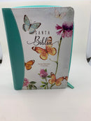 Bíblia letra grande portátil reina Valera 1960 cierre mariposa turquesa índice 11 puntos