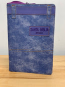 Biblia letra grande para mujer rv1960 azul/lila jean con indice tamano manual 12 PUNTOS