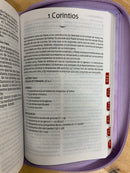 Bíblia letra gigante para mujer rv1960 cierre morado Flores índice 14 puntos