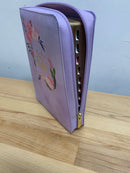 Bíblia letra gigante para mujer rv1960 cierre morado Flores índice 14 puntos