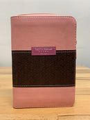 Bíblia tamaño bolsillo reina Valera con cremallera rasado marrón con índice