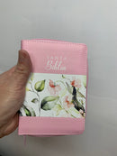 Bíblia tamaño bolsillo reina  valera1960 rosa flores cierre índice 8 puntos