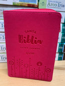 Bíblia Nvi para niñas tamaño bolsillo con cierre fuchsia nueva version internacional