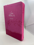 Bíblia para mujer letra grande reina Valera 2020 fuxcia cierre 12 puntos