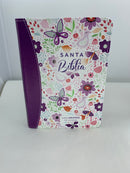 Biblia para jovencitas tamaño portátil letra grande 11 puntos mariposa lila