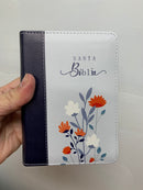 Bíblia tamaño bolsillo 8 puntos reina Valera 1960 azul flores cierre índice