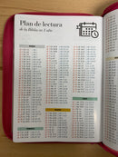 Bíblia de letra súper gigante 19 puntosrv1960 cierre semipiel  fuchsia rosa índice