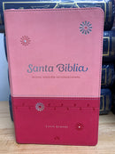 Bíblia Nvi letra grande para mujer cierre rosa y fuscia 11 puntos