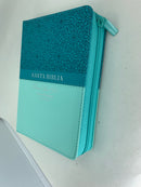 Bíblia letra grande 11 puntos tamaño portátil Mujer reina Valera 1960 flores turquesa