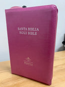 Bíblia bilingüe bilingual bible kjv para jovencitas reina Valera 1960 rosa cierre índice tamaño personal