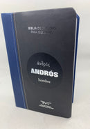 Bíblia de estudio para hombres  Andrós  Valera contemporánea piel azul dos tonos índice