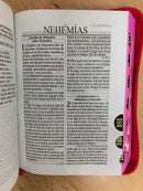 Bíblia para niñas reina Valera 1960 tamaño bolsillo fuxcia corazones índice